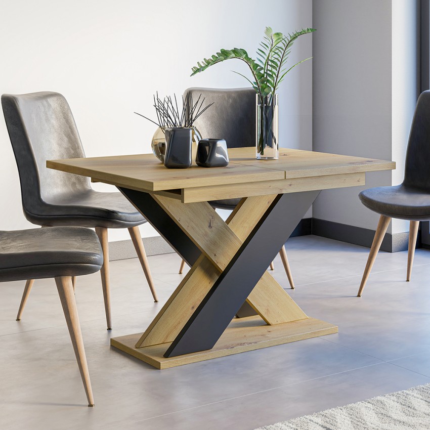  Xao: tavolo Da Pranzo Moderno Allungabile Legno Rovere Nero 