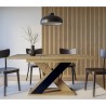 Tavolo da pranzo moderno allungabile 90x120-160cm legno rovere nero Xao Sconti