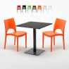 Tavolino Quadrato Nero 70x70 cm con 2 Sedie Colorate Paris Kiwi Sconti