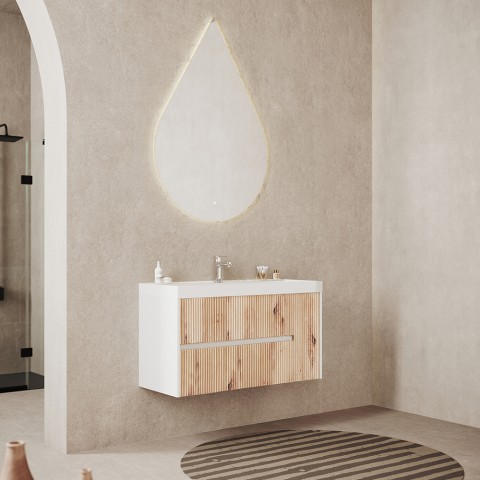 Mobile bagno sospeso moderno 100 cm lavabo specchio goccia Portofino 100 Promozione