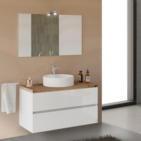 Mobile bagno 100 cm sospeso lavandino da appoggio specchio LED City 100 Promozione