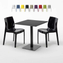 Tavolino Quadrato Nero 70x70 cm con 2 Sedie Colorate Ice Kiwi Sconti