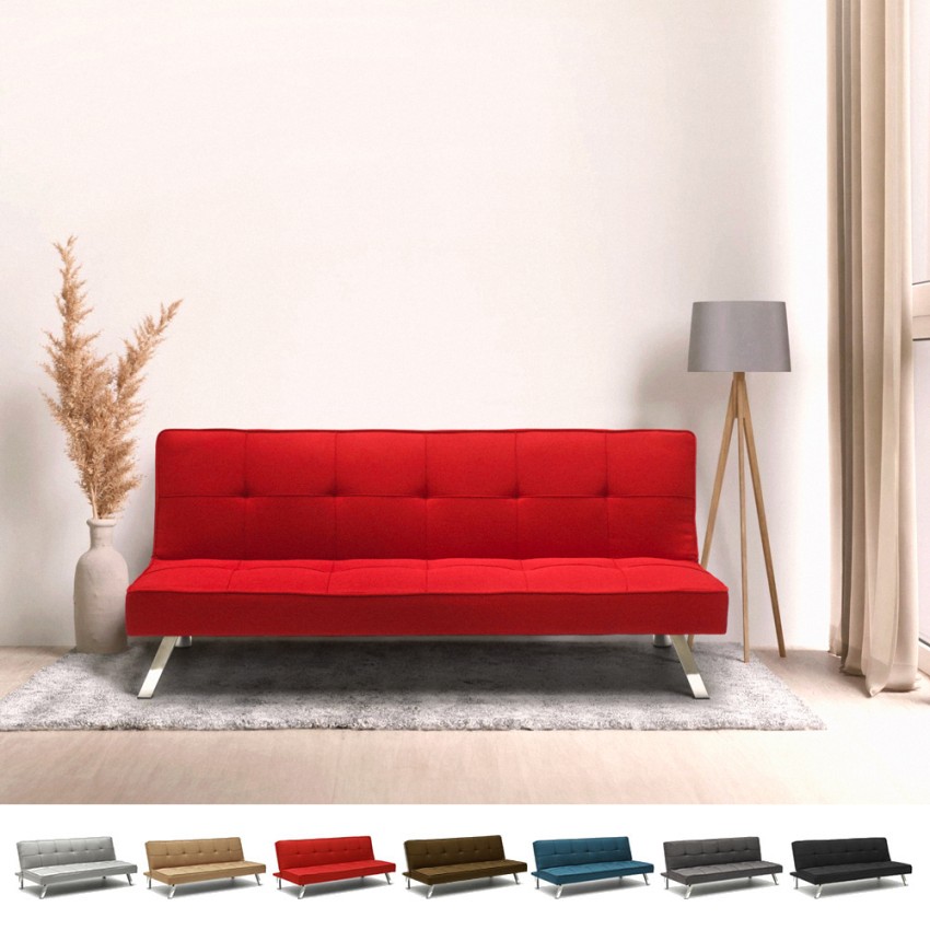 Divano letto in tessuto 2 posti design moderno Gemma pronto letto Divano letto in tessuto 2 posti design moderno Gemma pronto letto