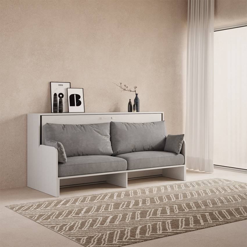 Letto a scomparsa divano salvaspazio bianco con materasso Kando Sofà MBF Promozione