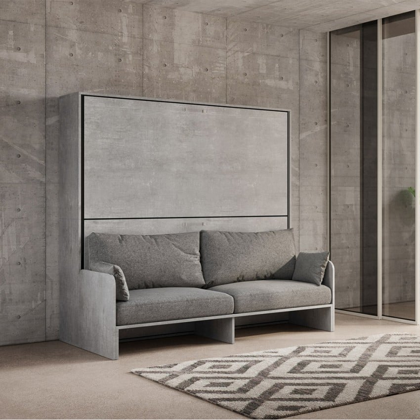 Letto a scomparsa a castello divano grigio materassi Kando Sofà 2MCM Promozione