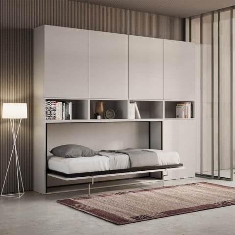 Letto a scomparsa salvaspazio orizzontale materasso singolo bianco Kando C Promozione