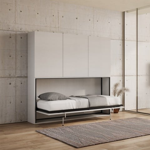 Mobile con letto singolo a scomparsa orizzontale armadi bianco Kando D Promozione