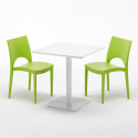 Tavolino Quadrato Bianco 70x70 cm con 2 Sedie Colorate Paris Meringue Modello