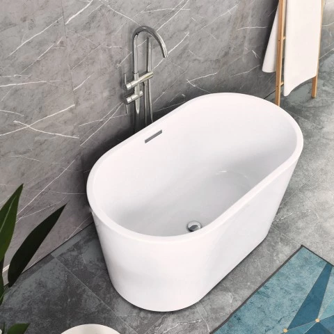 Vasca da bagno freestanding 120x68 ovale moderna acrilico bianco Kalamos Promozione