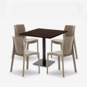 Set tavolino legno metallo Horeca 90x90cm 4 sedie impilabili bar ristorante Yanez 