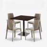 Set tavolino legno metallo Horeca 90x90cm 4 sedie impilabili bar ristorante Yanez 