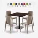 Set tavolino legno metallo Horeca 90x90cm 4 sedie impilabili bar ristorante Yanez Sconti
