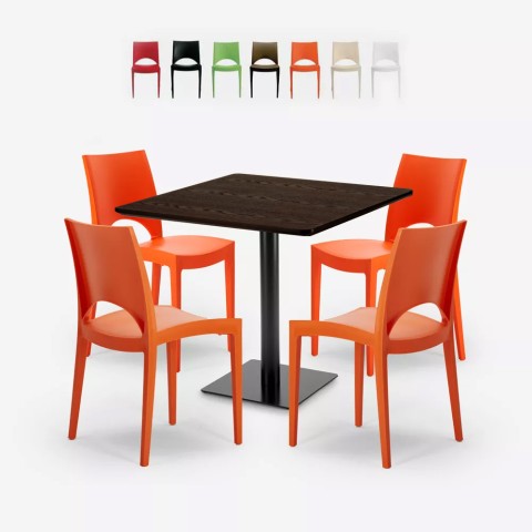 Set tavolino 90x90cm Horeca 4 sedie impilabile bar ristorante Prince Promozione