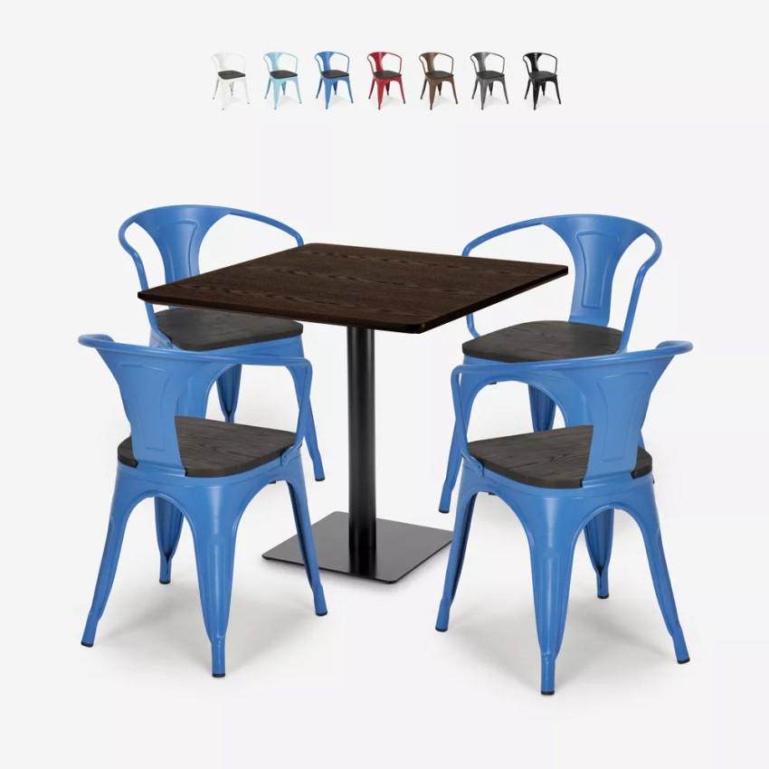 set tavolino bar ristoranti horeca 90x90cm 4 sedie burke Stock set tavolino bar ristoranti horeca 90x90cm 4 sedie burke Stock