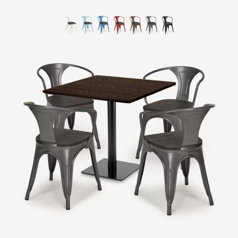 set tavolino bar ristoranti horeca 90x90cm 4 sedie burke Promozione