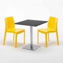 Tavolino Quadrato Nero 70x70 cm con 2 Sedie Colorate Ice Kiwi