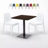 Tavolino Quadrato Effetto Legno 70x70 cm con 2 Sedie Colorate Ice Melon Offerta