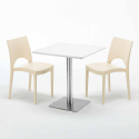 Tavolino Quadrato Bianco 70x70 cm con Base in Acciaio e 2 Sedie Colorate Paris Strawberry Caratteristiche