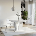 Tavolo allungabile bianco da cucina effetto marmo 80x120-160cm Doha 2 Saldi