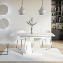 Tavolo allungabile bianco da cucina effetto marmo 80x120-160cm Doha 2 Sconti