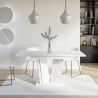Tavolo allungabile bianco da cucina effetto marmo 80x120-160cm Doha 2 Sconti