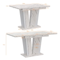 Tavolo allungabile bianco da cucina effetto marmo 80x120-160cm Doha 2 Stock