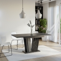 Tavolo da pranzo allungabile 80x120-160cm effetto marmo nero Doha 2 Promozione