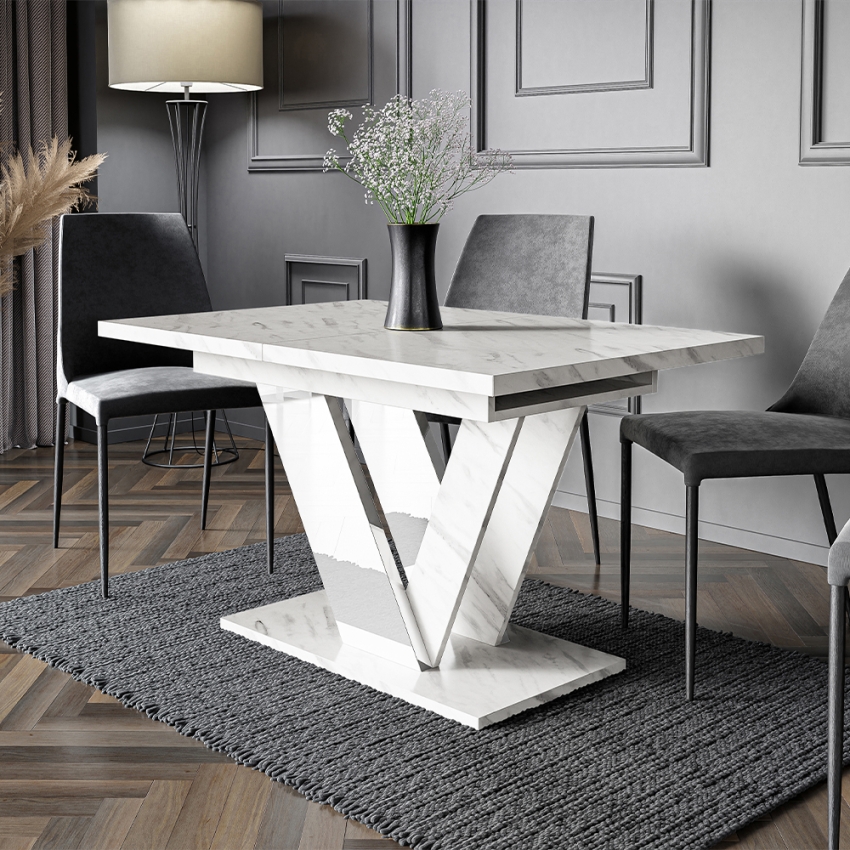 Tavolo allungabile 80x120-160cm cucina effetto marmo bianco Dubai Promozione Tavolo allungabile 80x120-160cm cucina effetto marmo bianco Dubai Promozione