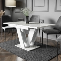 Tavolo moderno bianco allungabile 80x120-160cm effetto marmo Masiv Promozione
