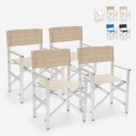 4 Sedie spiaggia mare pieghevole portatile alluminio textilene Regista Gold Saldi