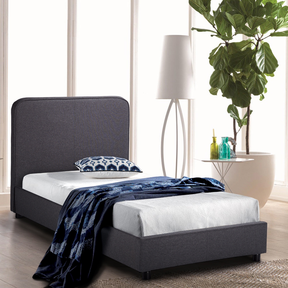 Letto singolo 1 piazza in tessuto con rete 80x190 Zurich Twin