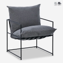 Poltrona design moderno in tessuto stile minimal metallo nero Alaska Vendita