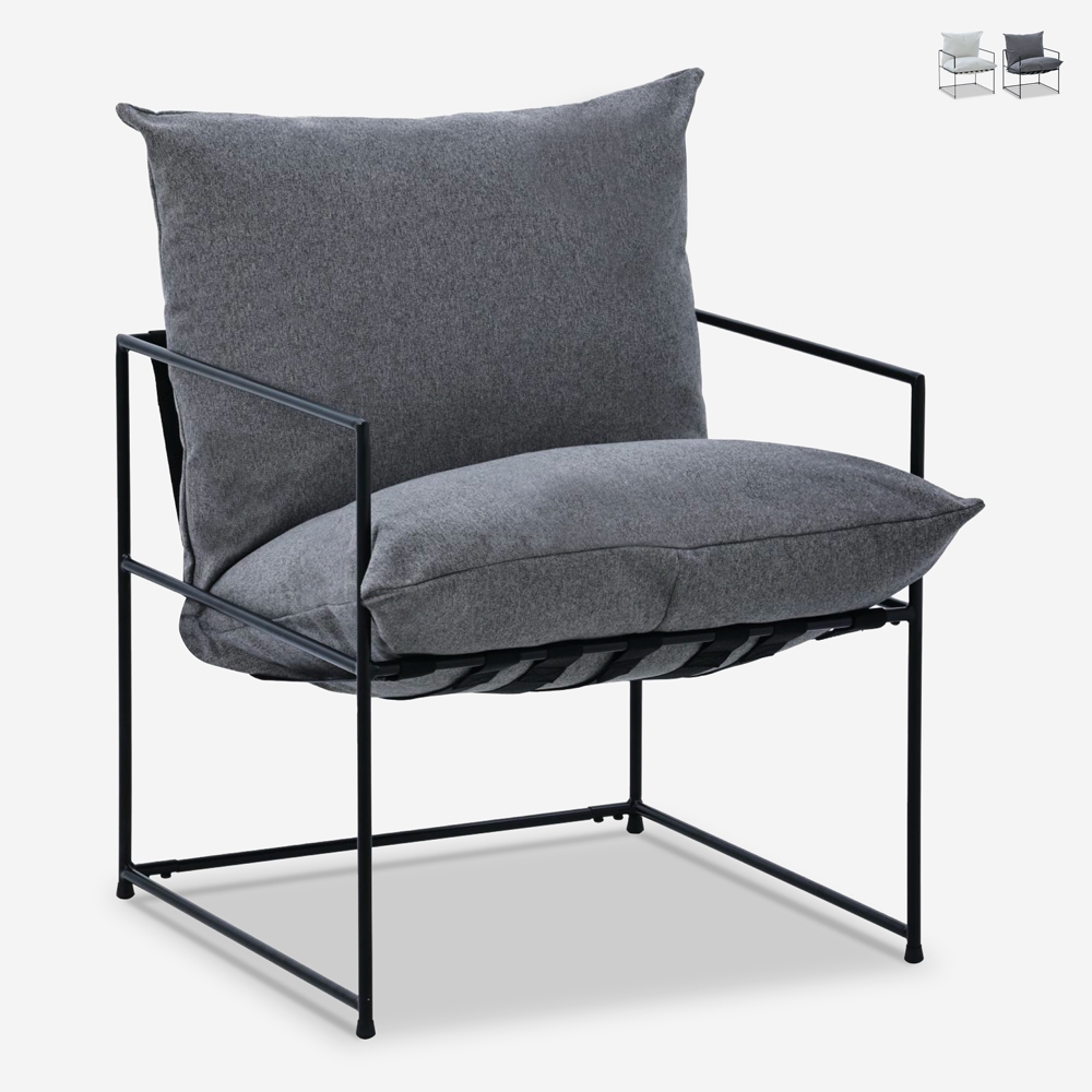 Poltrona design moderno in tessuto stile minimal metallo nero Alaska Vendita Poltrona design moderno in tessuto stile minimal metallo nero Alaska Vendita