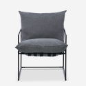 Poltrona design moderno in tessuto stile minimal metallo nero Alaska 