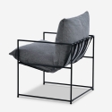 Poltrona design moderno in tessuto stile minimal metallo nero Alaska Acquisto