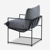Poltrona design moderno in tessuto stile minimal metallo nero Alaska Acquisto