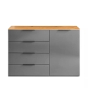 Credenza mobile soggiorno madia 1 anta 4 cassetti grigio legno Tomei Sconti