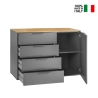 Credenza mobile soggiorno madia 1 anta 4 cassetti grigio legno Tomei Offerta
