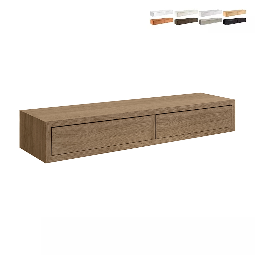 Mensola da parete con 2 cassetti soggiorno design moderno Domino Maxi