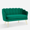 Divano a conchiglia 2 posti in velluto stile vintage gambe dorate Balos 