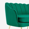 Divano a conchiglia 2 posti in velluto stile vintage gambe dorate Balos 