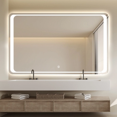 Specchio bagno rettangolare 130x80cm retroilluminato luce LED Morgen XL Promozione