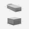 Set 2 lettini da giardino piscina in rattan con tavolino da esterno Bali 