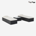 Set 2 lettini da giardino piscina in rattan con tavolino da esterno Bali Promozione
