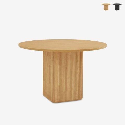 Tavolo da pranzo rotondo in legno nero 120cm per cucina soggiorno Tiwit Promozione