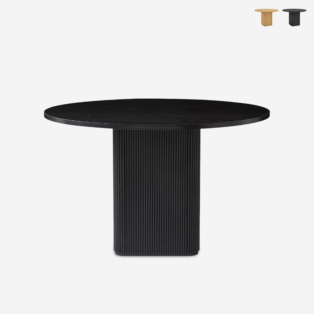 Tavolo da pranzo rotondo in legno nero 120cm per cucina soggiorno Tiwit Vendita Tavolo da pranzo rotondo in legno nero 120cm per cucina soggiorno Tiwit Vendita
