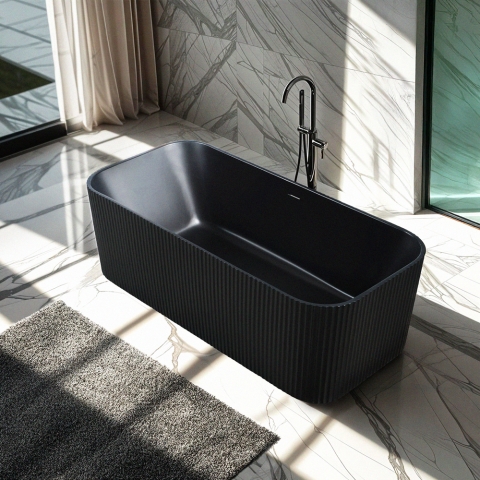 Vasca da bagno freestanding nero opaco rettangolare 170x75cm Lemno Dark Promozione