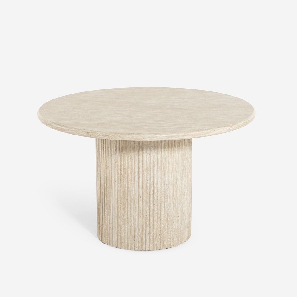 Tavolo da pranzo rotondo 120cm moderno in legno effetto pietra Kara Promozione Tavolo da pranzo rotondo 120cm moderno in legno effetto pietra Kara Promozione