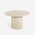 Tavolo da pranzo rotondo 120cm moderno in legno effetto pietra Kara Promozione