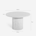 Tavolo da pranzo rotondo 120cm moderno in legno effetto pietra Kara Sconti